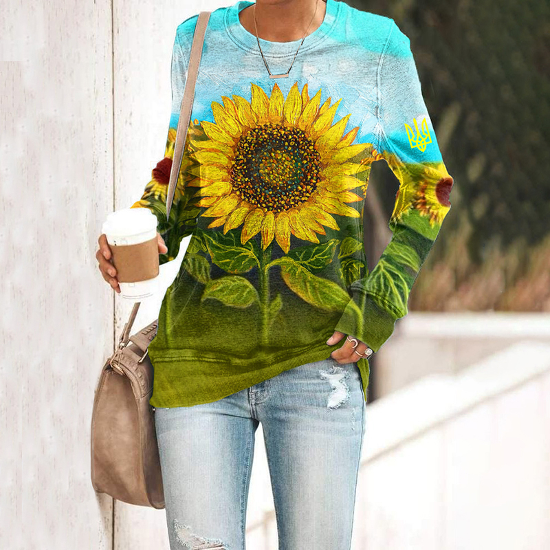 Ukrainian Sunflower Peace Print Women's Sweatshirt