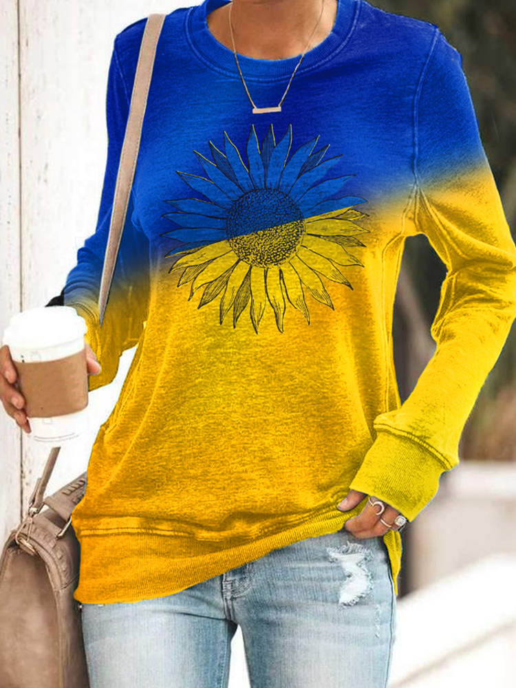Women's Peace For Ukraine We Stand Together Stop Ukr War Crew Neck Sweatshirt