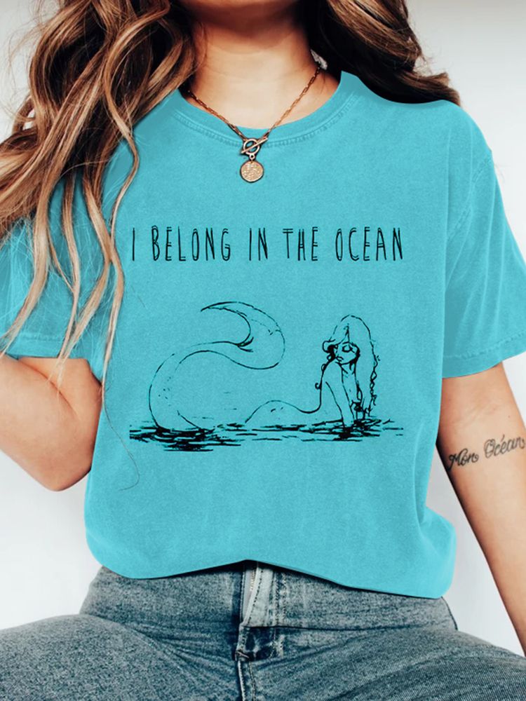 I Belong To The Ocean Mermaid Print Women's T-shirt