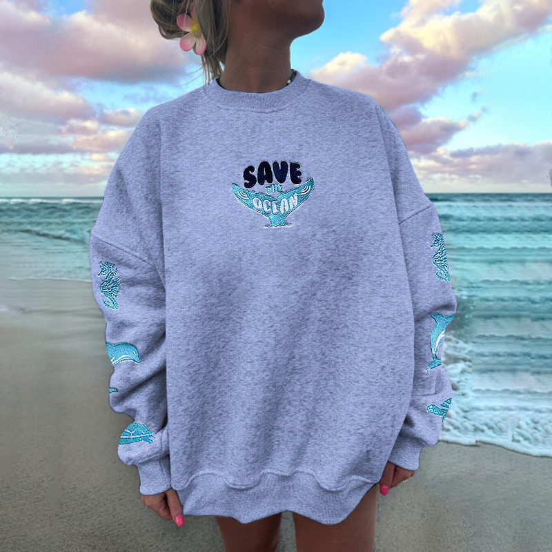 Women's Save The Ocean Embroidered Sweatshirt