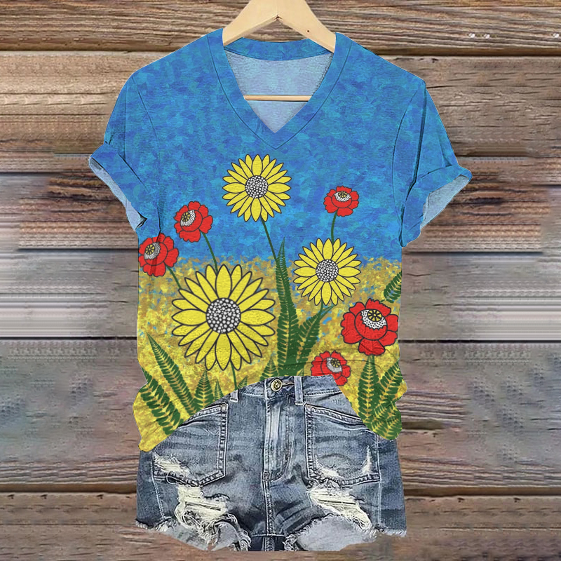 Retro Glory To Ukraine We Standing Together Art Pattern Casual T Shirt