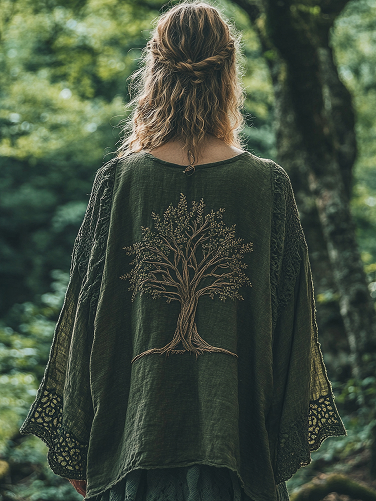Women's Celtic Mythical Tree Of Life Lace Pattern T-shirt