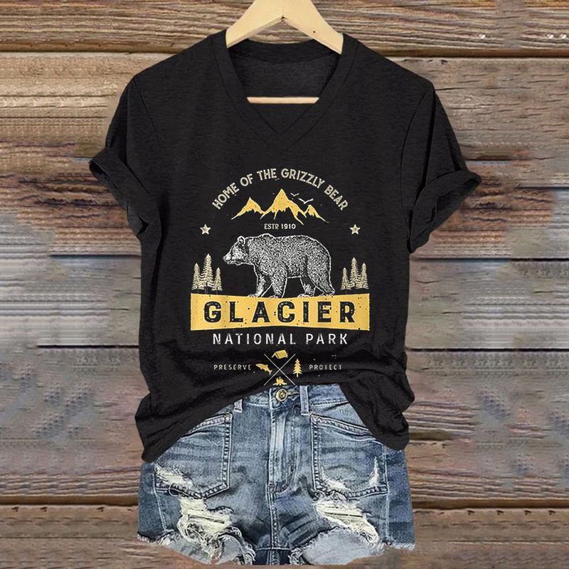 Women's Smoky Mountains National Park Print V-neck T-shirt