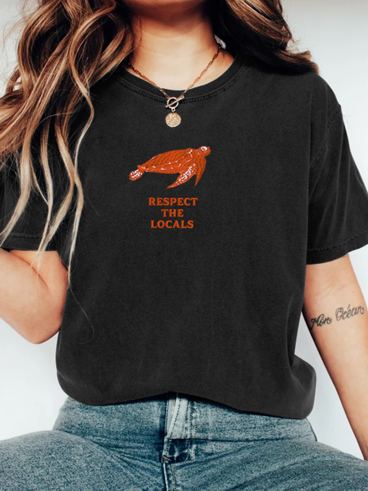 Respect The Locals Ocean Turtle Print Women's T-shirt