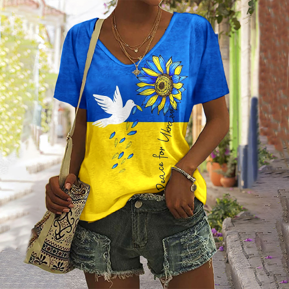 Women's Peace For Ukraine V-neck T-shirt