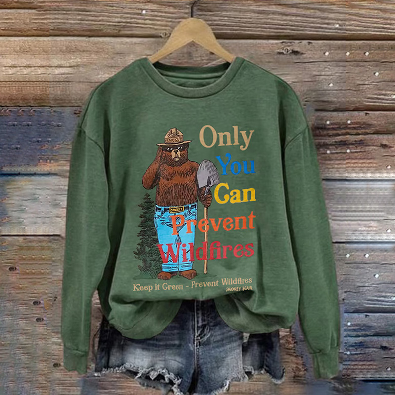 Women's National Park Printed Round Neck Sweatshirt