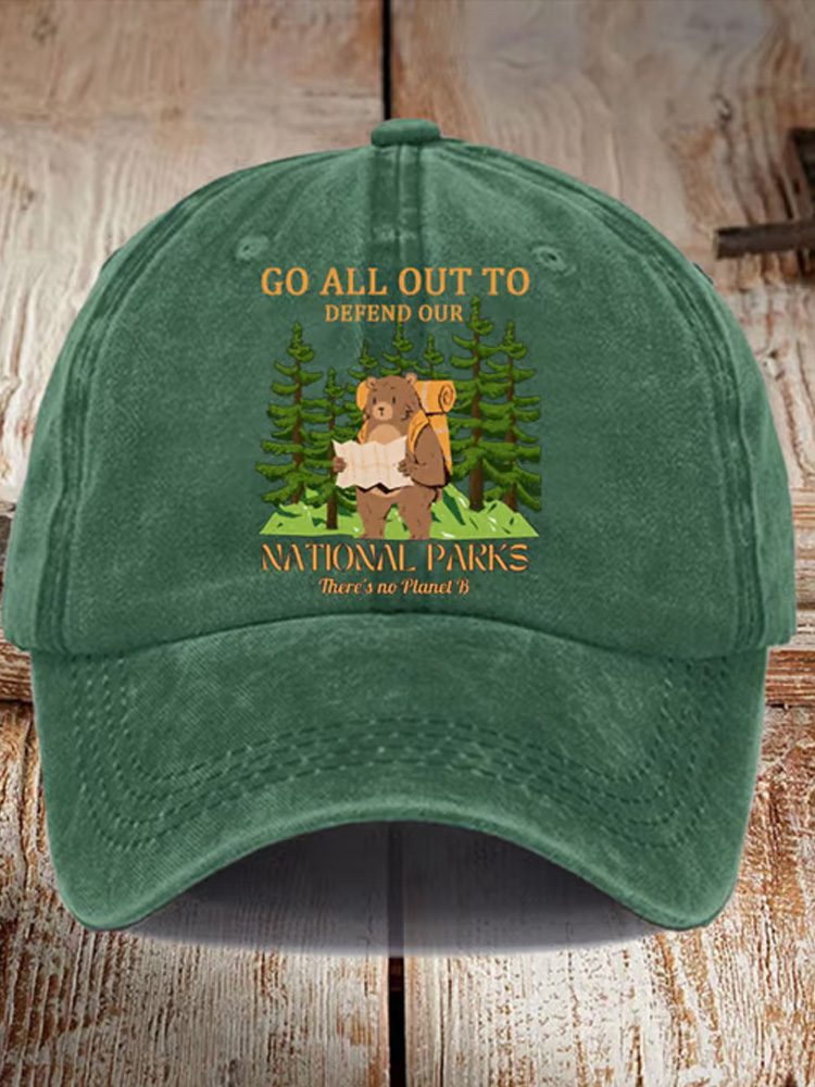 Unisex Distressed Washed Cotton Protect National Parks Hat