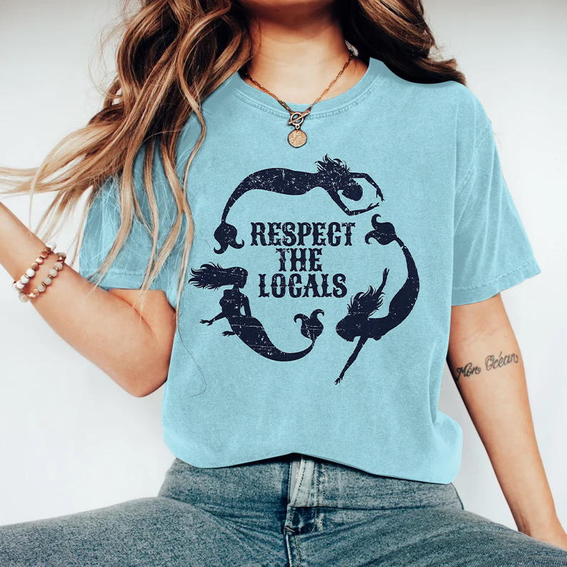 Respect The Locals Mermaid Print Women's T-shirt