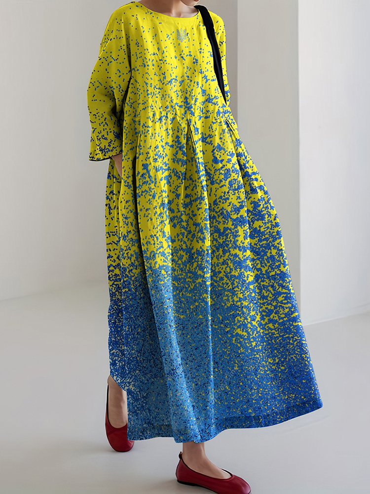 Vintage Ukrainian In Gradient Stop Ukr War  Pattern Dress