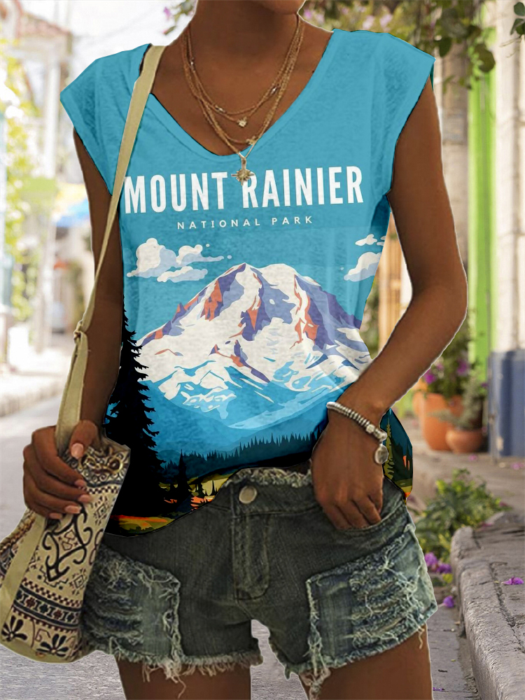 Protect Our National Parks Graphic V Neck Cozy Tank Top