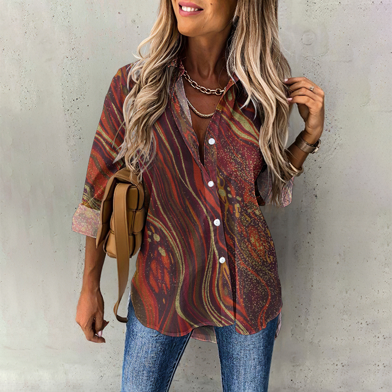 Vintage Polka Dot Wavy Casual Women'S Shirt