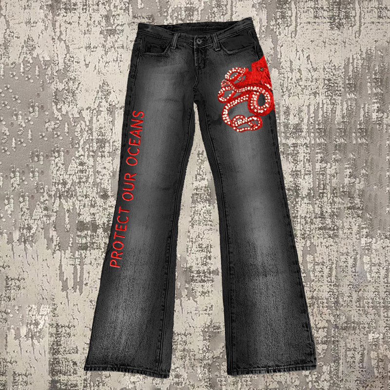 Protect Our Oceans Octopus Embroidered Women's Micro Pant