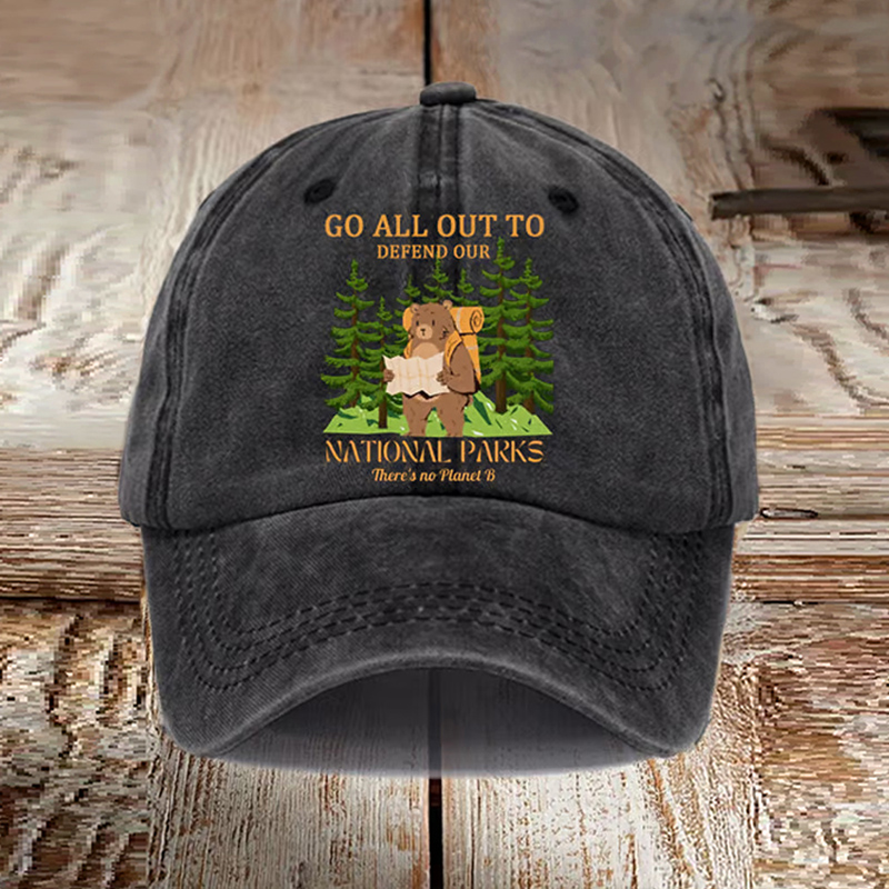 Unisex Distressed Washed Cotton Protect National Parks Hat