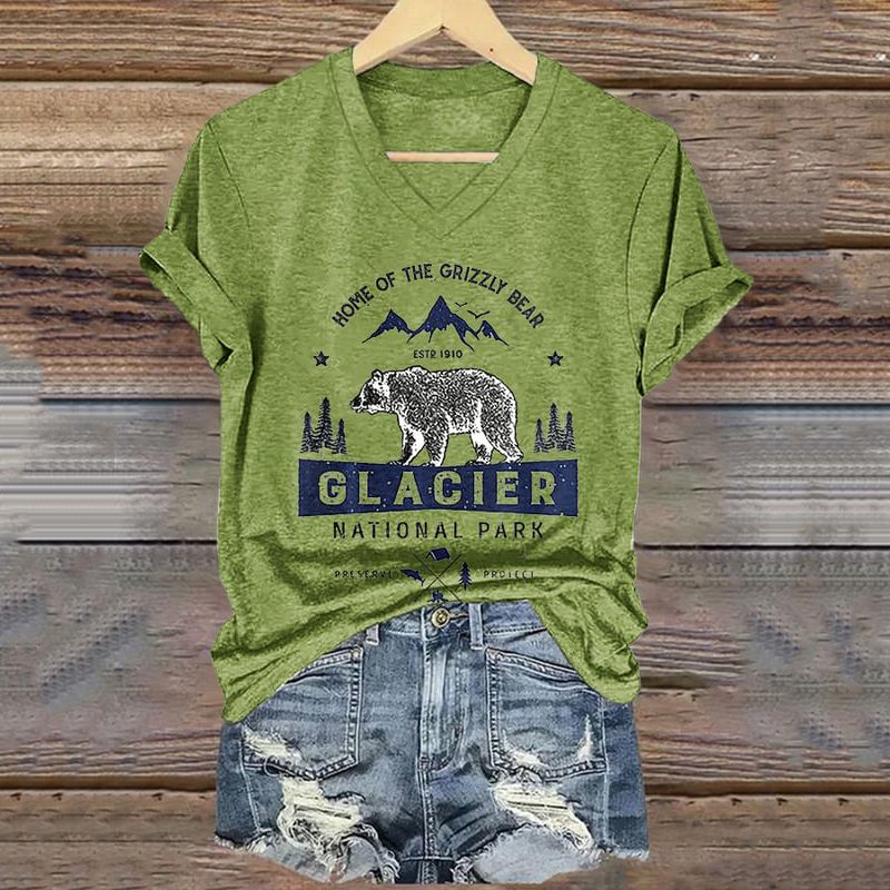 Women's Smoky Mountains National Park Print V-neck T-shirt