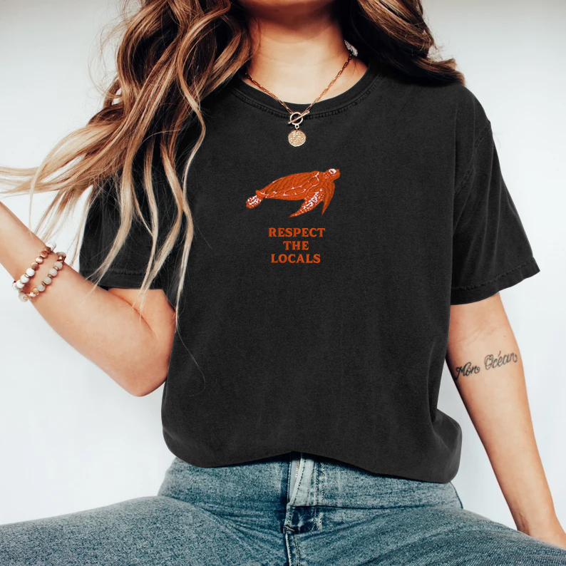 Respect The Locals Ocean Turtle Print Women's T-shirt