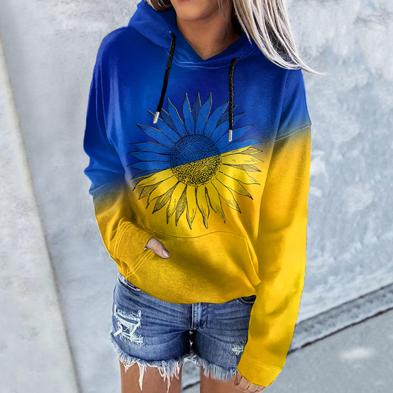 Women's We Stand Together Stop Ukr War Contrasting Colors Hoodies