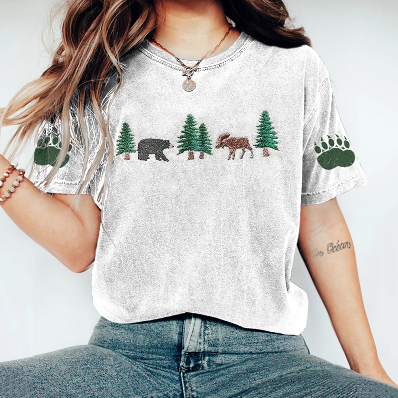 Protecting Animals In National Parks Embroidered Promotional Vintage T-shirt