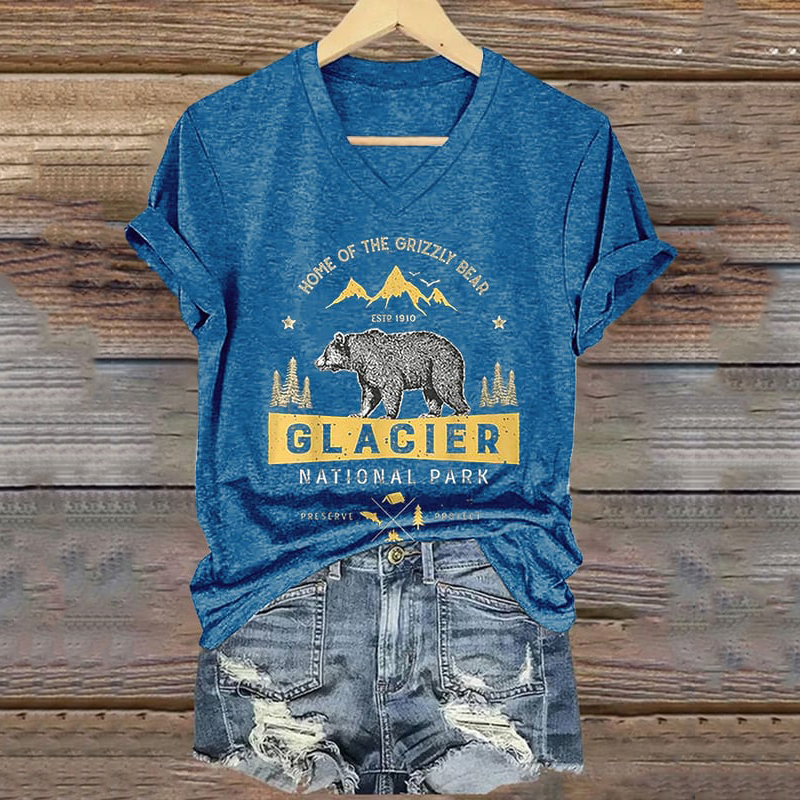 Women's Smoky Mountains National Park Print V-neck T-shirt