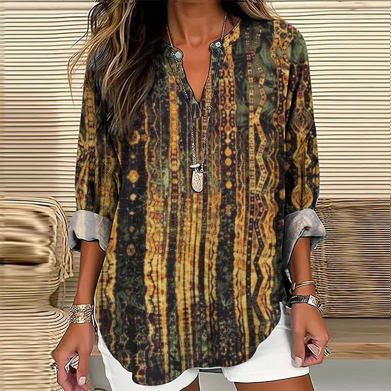 Vintage Gilt Geometric V-Neck Shirt