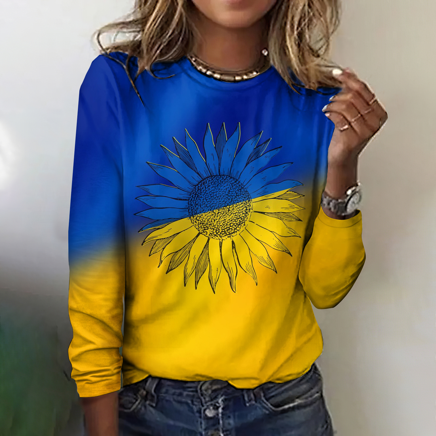 Women's We Stand Together Stop Ukr War Art Color T-shirt