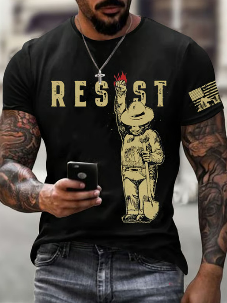 Men's Protect Our National Parks Printed Round Neck T-shirt