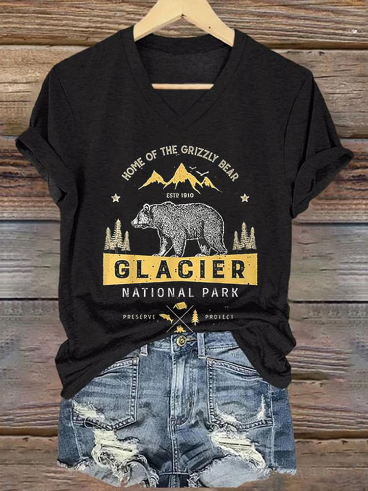 Women's Smoky Mountains National Park Print V-neck T-shirt