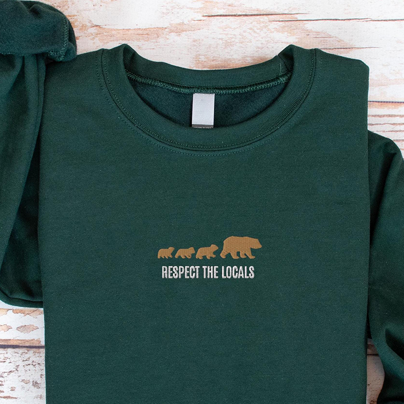 Embroidered Respect For Natives Mama Bear And Cub Ladies Sweatshirt