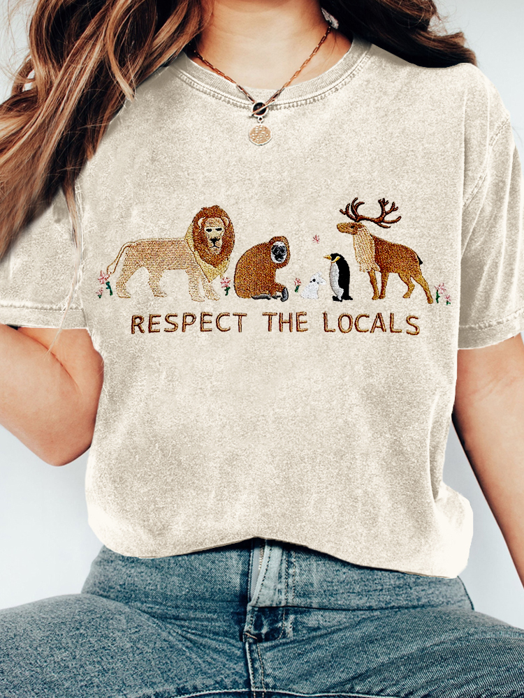 Respect The Locals Embroidered Vintage Cozy T Shirt