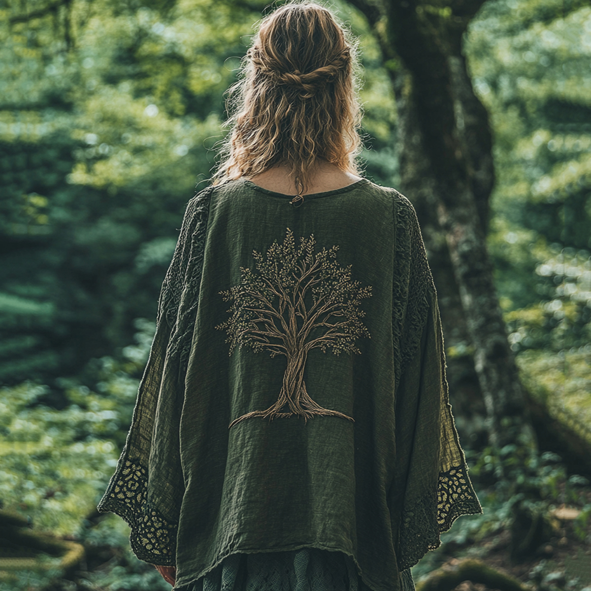 Women's Celtic Mythical Tree Of Life Lace Pattern T-shirt