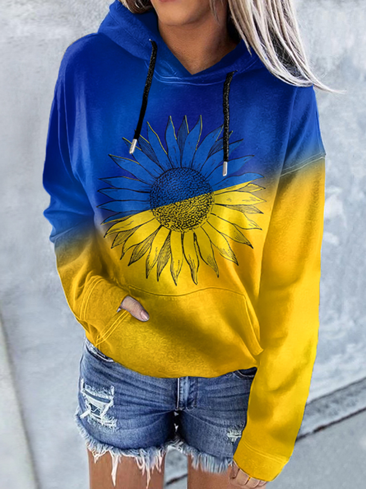 Women's We Stand Together Stop Ukr War Contrasting Colors Hoodies