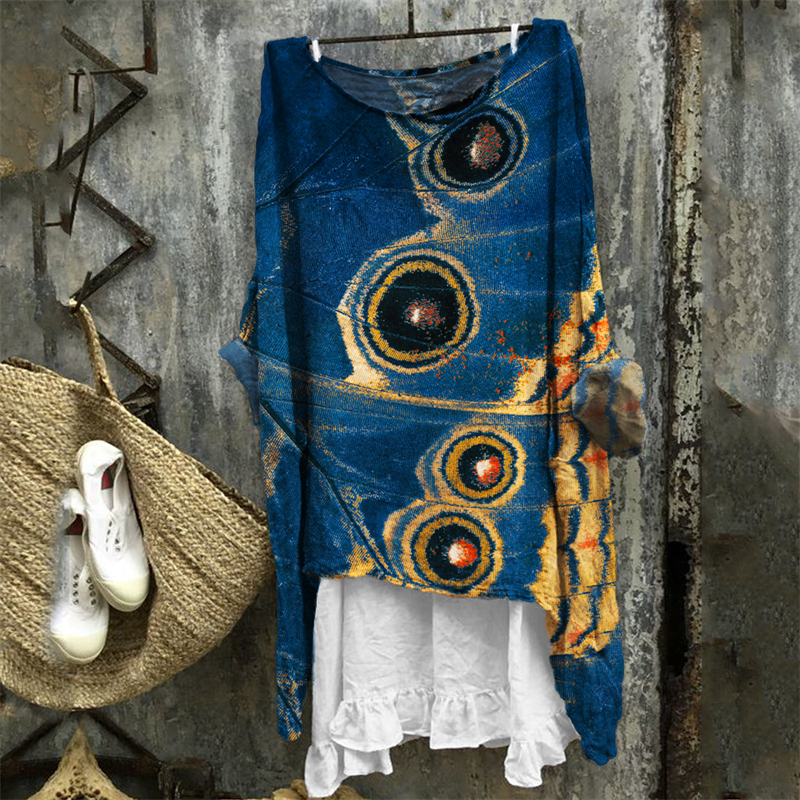 Butterfly Wings Inspired Art Flowy Linen Blend Tunic