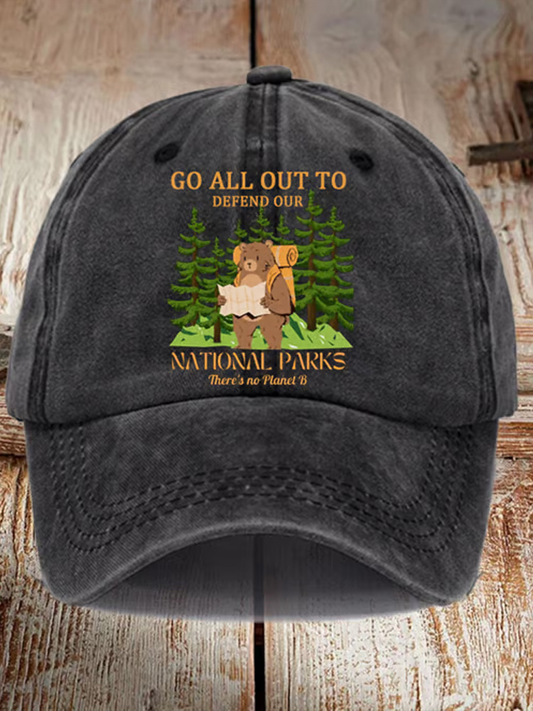 Unisex Distressed Washed Cotton Protect National Parks Hat