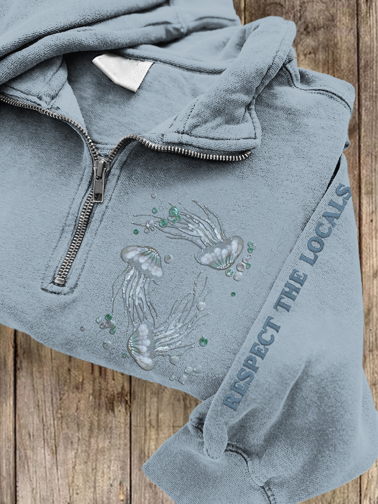 Respect The Locals Women's Jellyfish Patch Zip-up Sweatshirt