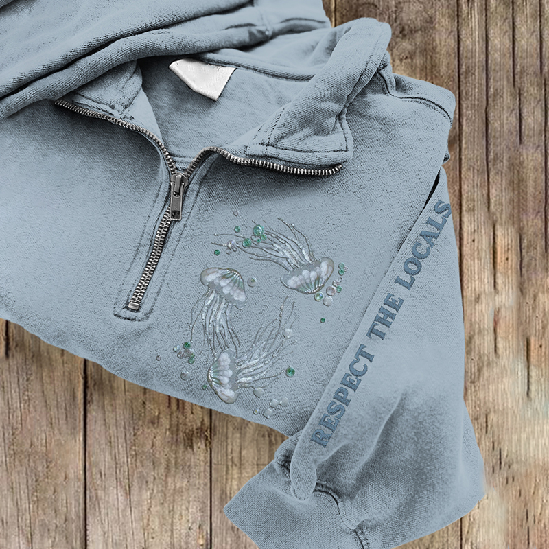 Respect The Locals Women's Jellyfish Patch Zip-up Sweatshirt