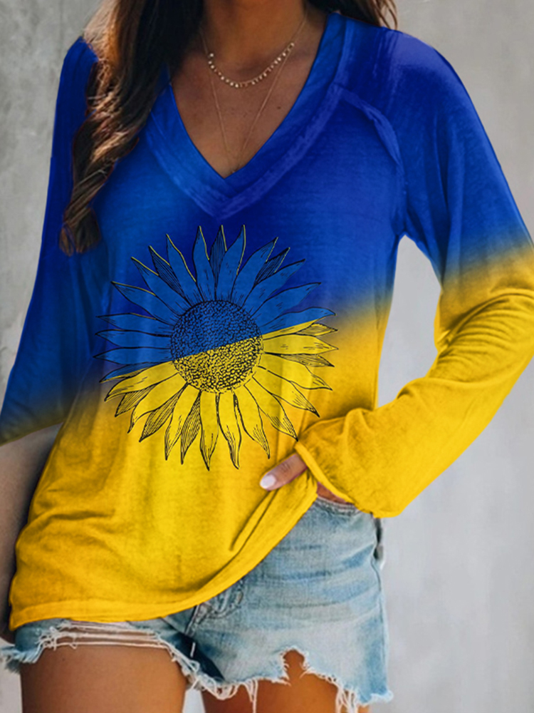 Women's Peace For Ukraine We Stand Together Stop Ukr War V-neck T-shirt