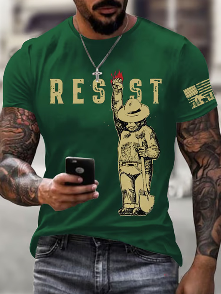 Men's Protect Our National Parks Printed Round Neck T-shirt